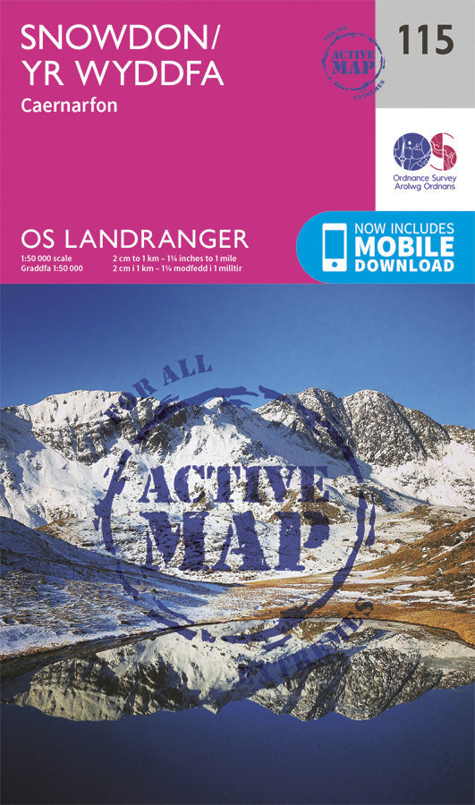 Carte topographique n° 115 - Snowdon, Yr Wyddfa (Grande Bretagne) | Ordnance Survey - Landranger carte pliée Ordnance Survey Plastifiée 