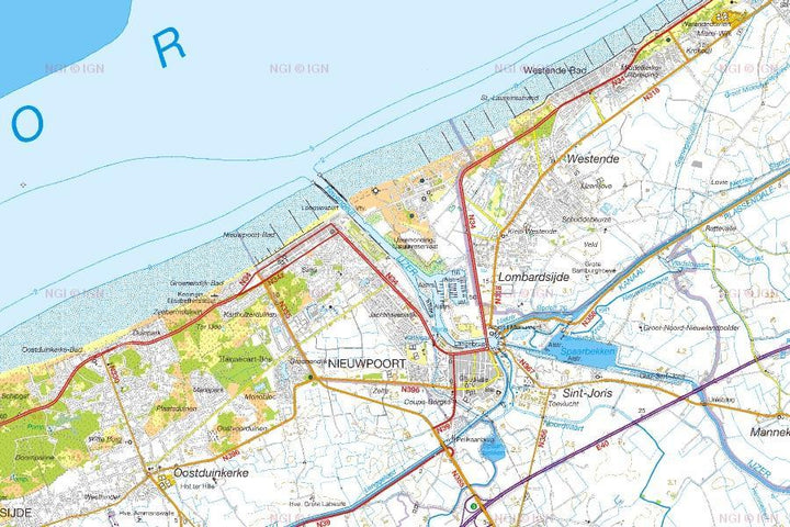 Carte topographique n° 12-11 - Oostende (Belgique) | NGI - 1/50 000 carte pliée IGN Belgique 