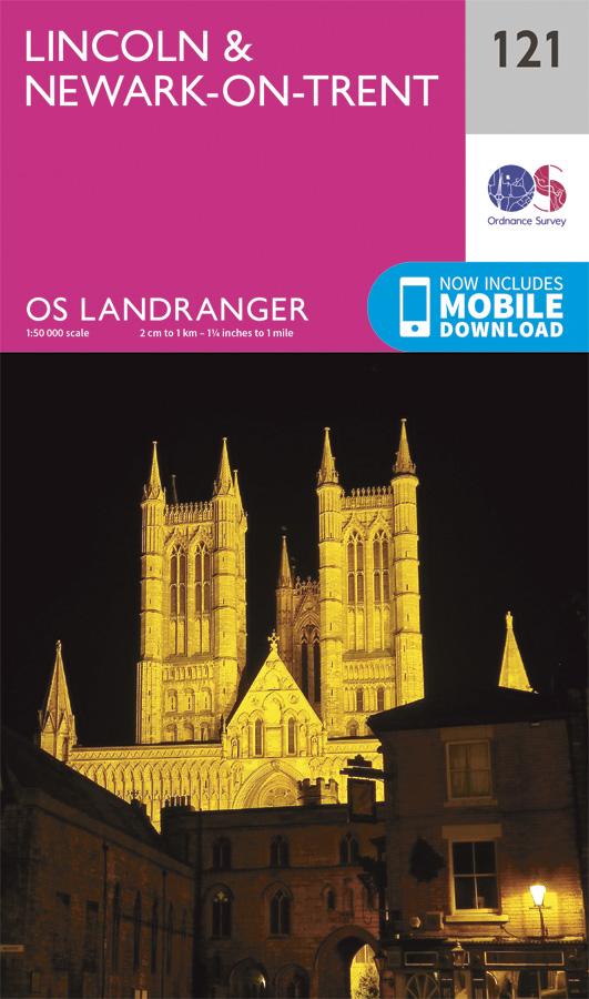 Carte topographique n° 121 - Lincoln, Newark-on-Trent (Grande Bretagne) | Ordnance Survey - Landranger carte pliée Ordnance Survey 