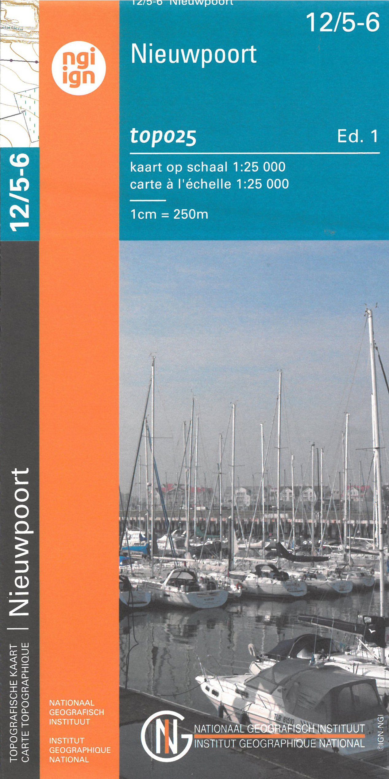 Carte topographique n° 12/5-6 - Nieuwpoort (Belgique) | NGI topo 25 carte de randonnée IGN Belgique