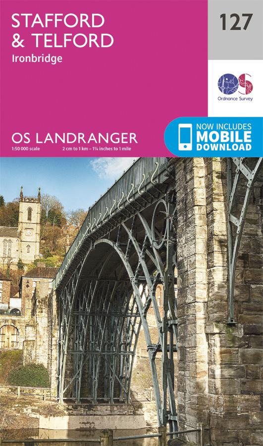 Carte topographique n° 127 - Stafford, Telford (Grande Bretagne) | Ordnance Survey - Landranger carte pliée Ordnance Survey 