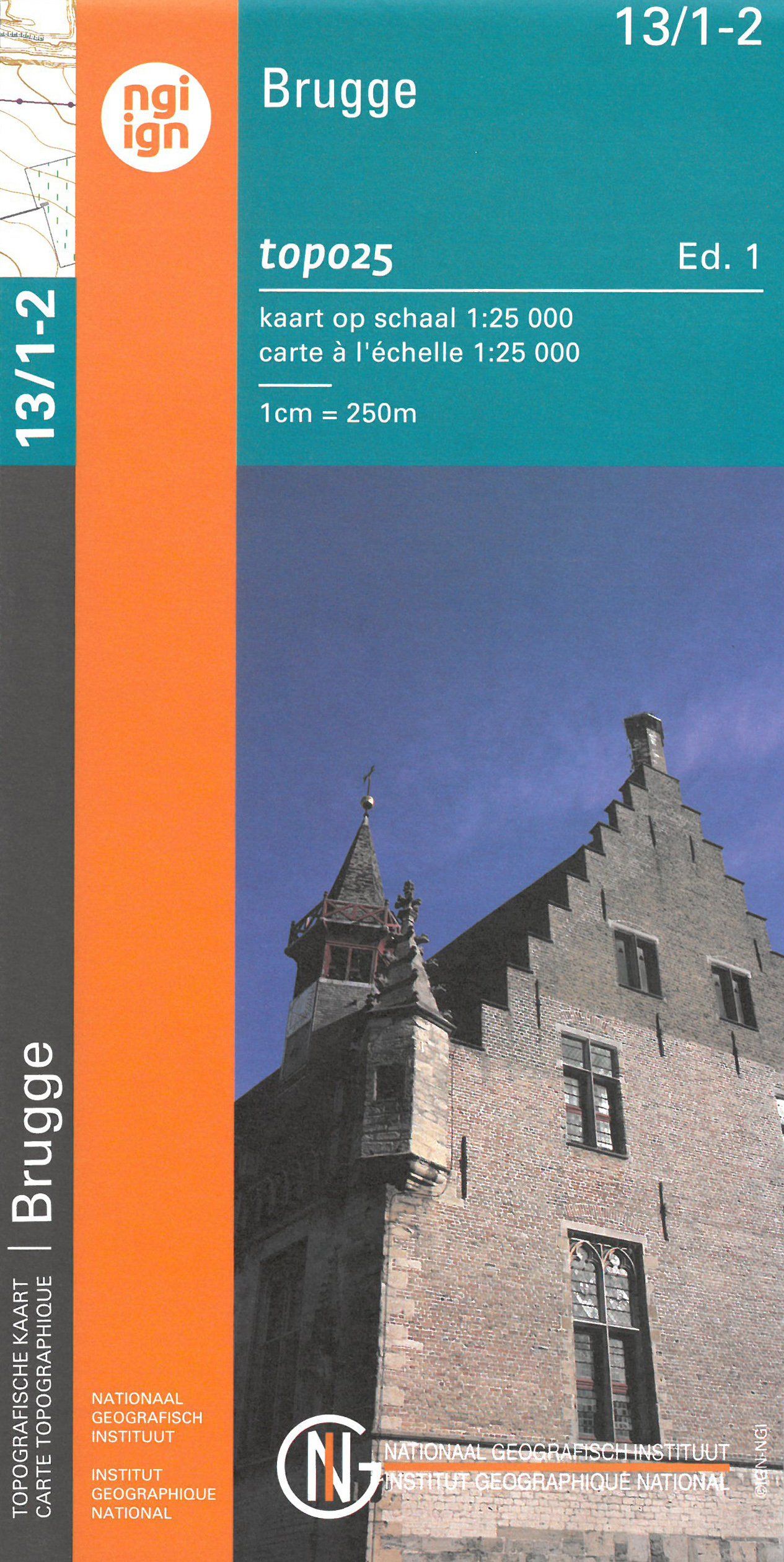 Carte topographique n° 13/1-2 - Brugge (Belgique) | NGI topo 25 carte de randonnée IGN Belgique