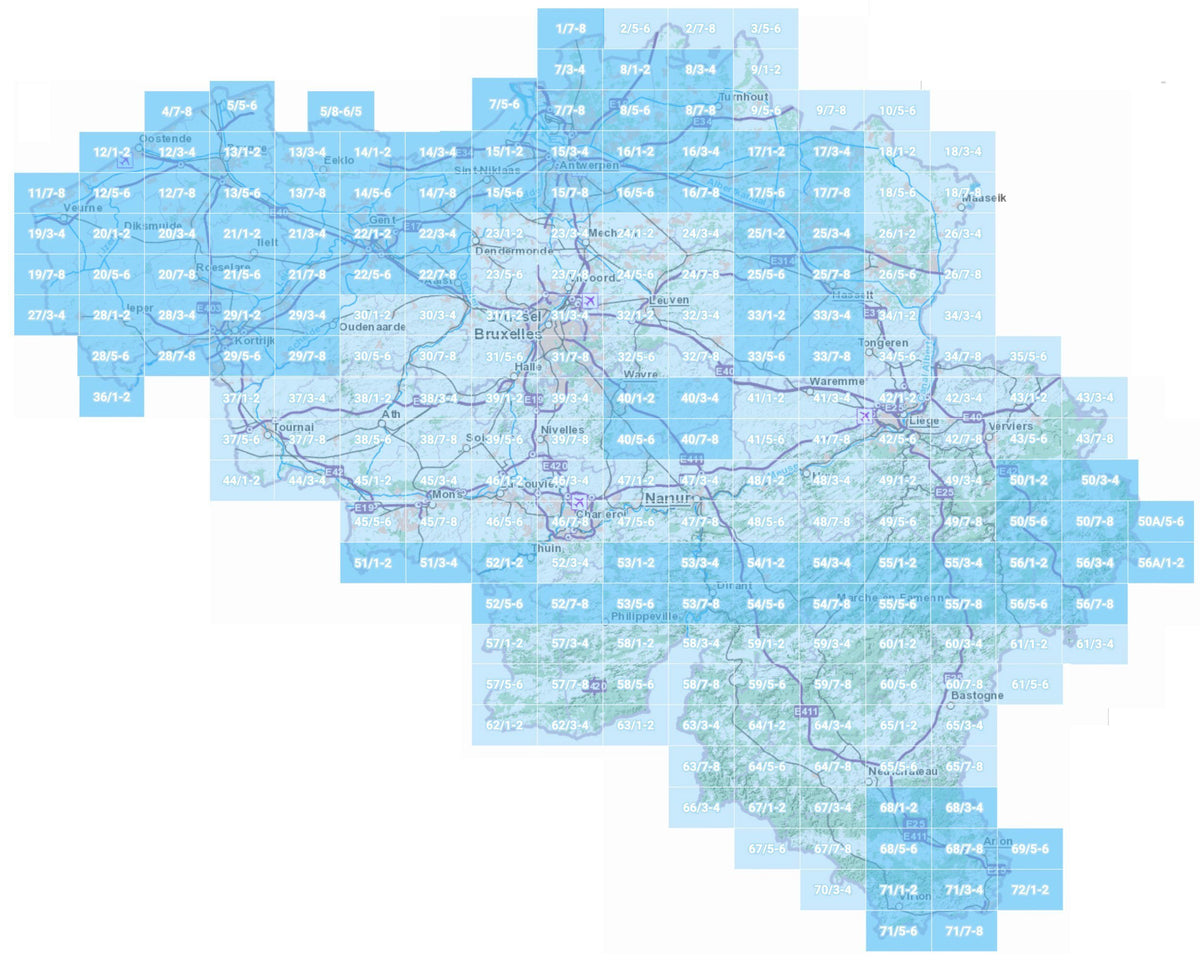 Carte topographique n° 13/1-2 - Brugge (Belgique) | NGI topo 25 carte de randonnée IGN Belgique