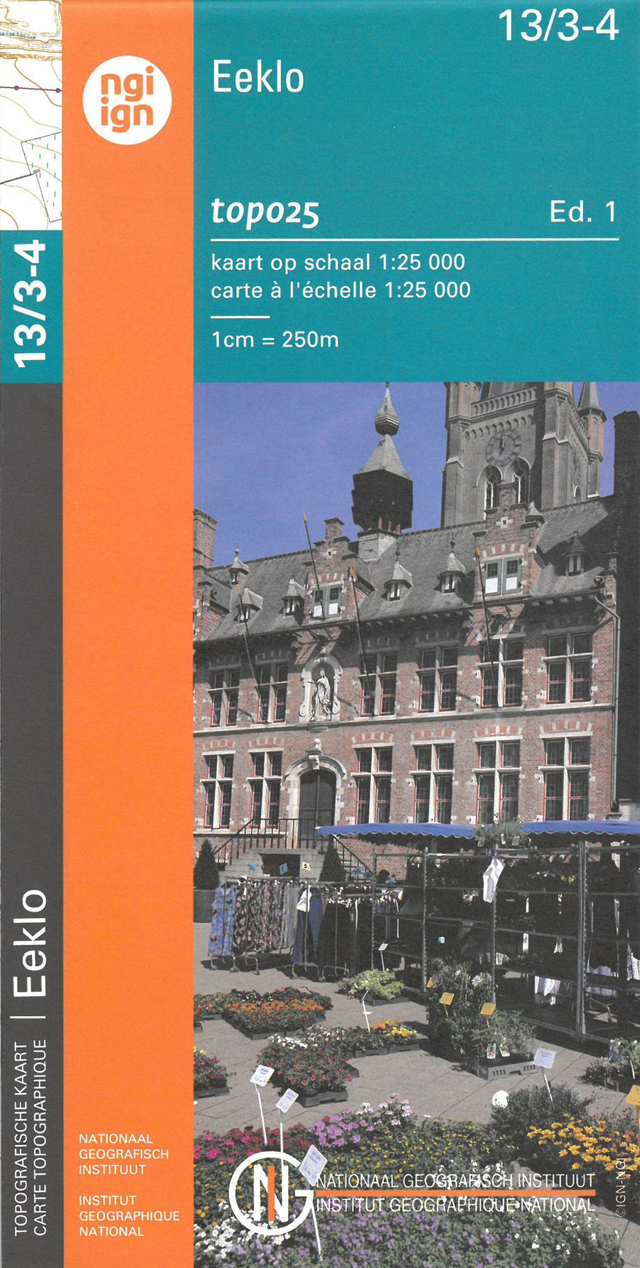 Carte topographique n° 13/3-4 - Eeklo (Belgique) | NGI topo 25 carte pliée IGN Belgique 