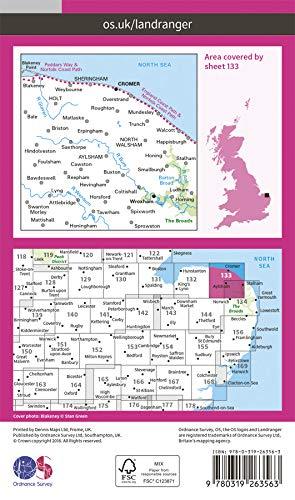Carte topographique n° 133 - North East Norfolk (Grande Bretagne) | Ordnance Survey - Landranger carte de randonnée Ordnance Survey
