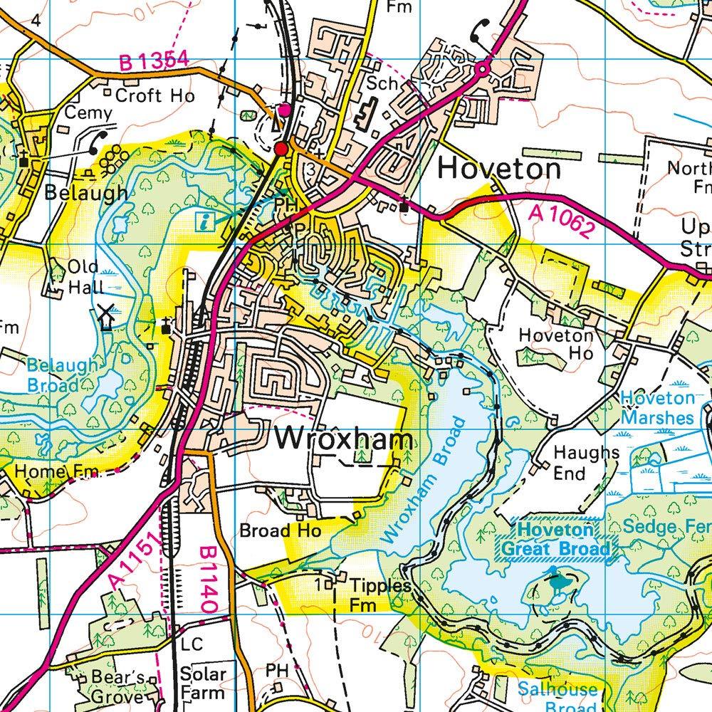 Carte topographique n° 134 - Norwich, The Broads (Grande Bretagne) | Ordnance Survey - Landranger carte de randonnée Ordnance Survey