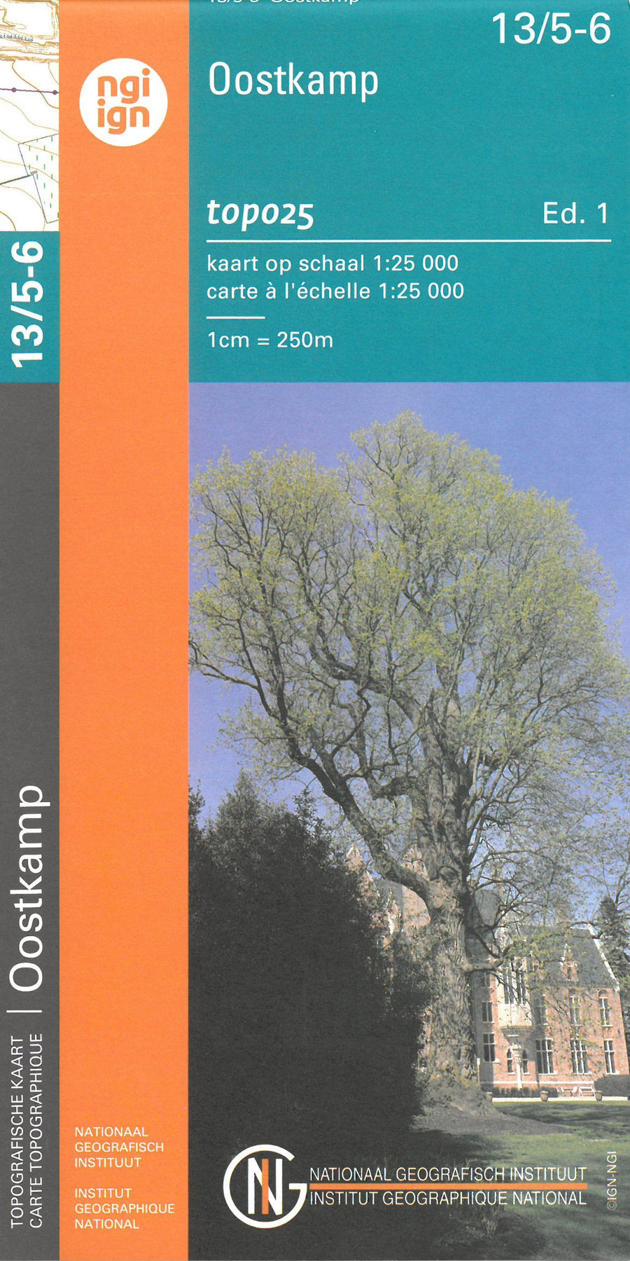 Carte topographique n° 13/5-6 - Oostkamp (Belgique) | NGI topo 25 carte pliée IGN Belgique 
