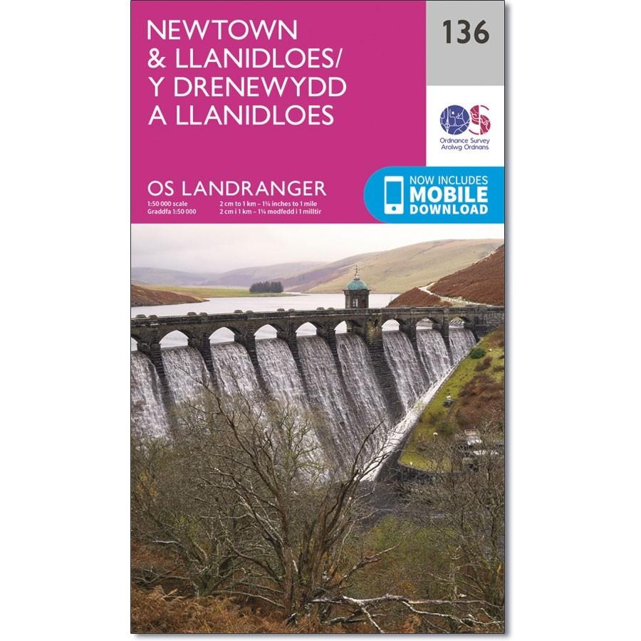 Carte topographique n° 136 - Newtown /Lllanidloes (Grande Bretagne) | Ordnance Survey - Landranger carte de randonnée Ordnance Survey Papier