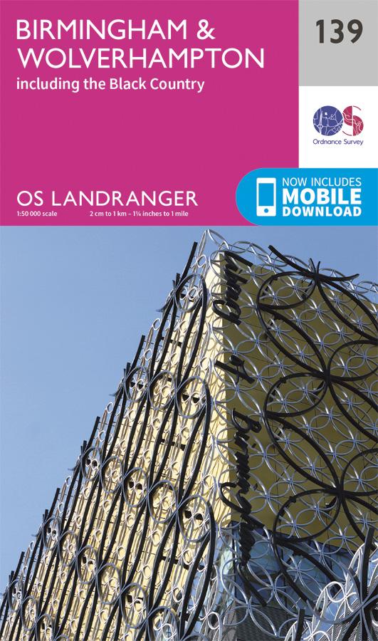Carte topographique n° 139 - Birmingham, Wolverhampton (Grande Bretagne) | Ordnance Survey - Landranger carte pliée Ordnance Survey 