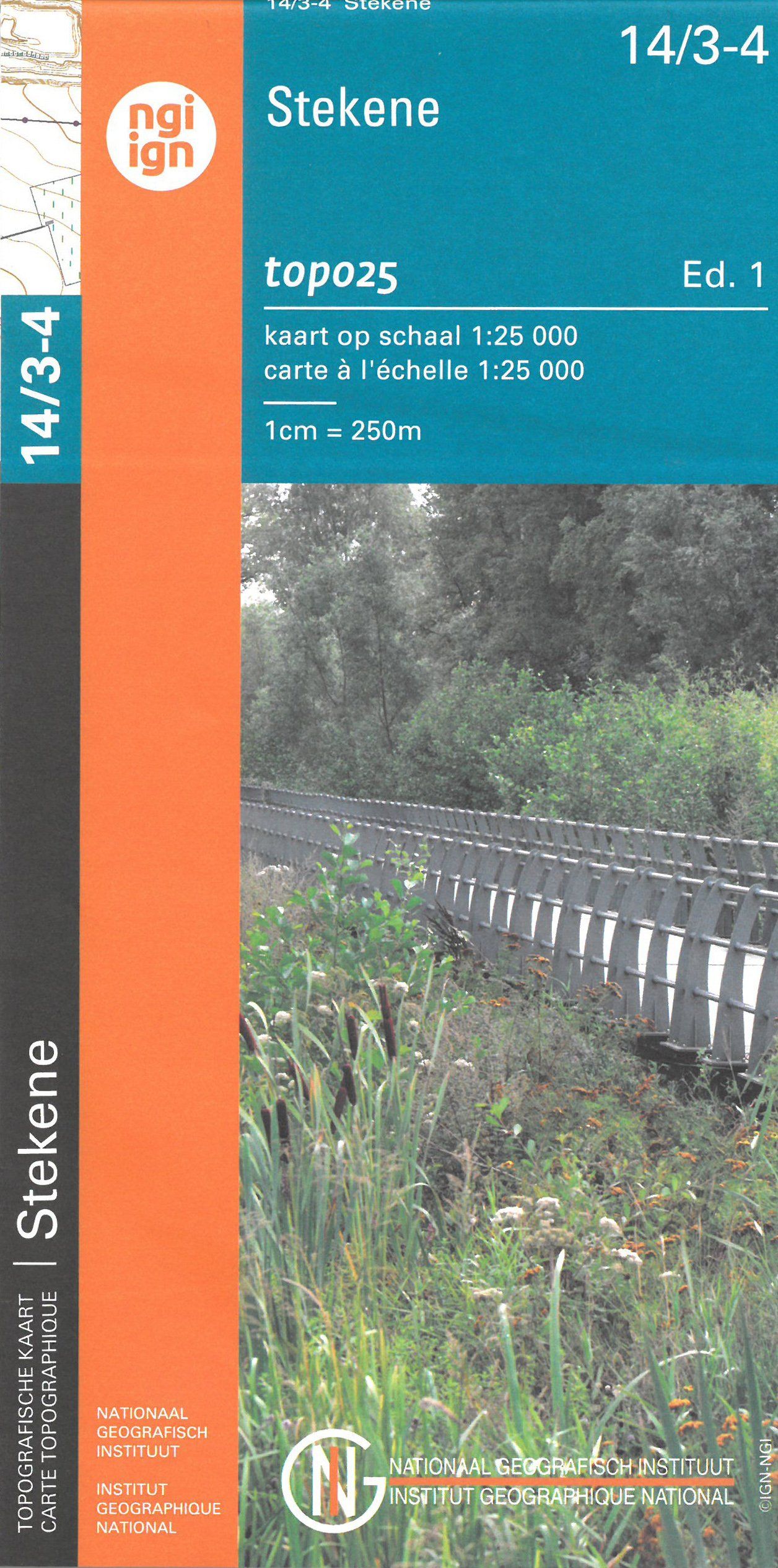 Carte topographique n° 14/3-4 - Stekene (Belgique) | NGI topo 25 carte de randonnée IGN Belgique