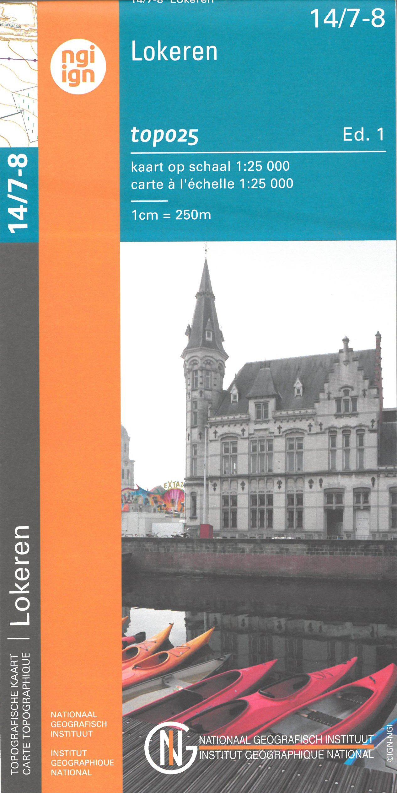 Carte topographique n° 14/7-8 - Lokeren (Belgique) | NGI topo 25 carte de randonnée IGN Belgique