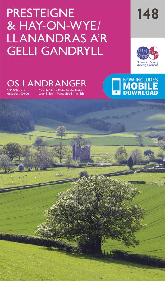Carte topographique n° 148 - Presteigne, Hay-on-Wye (Grande Bretagne) | Ordnance Survey - Landranger carte pliée Ordnance Survey 