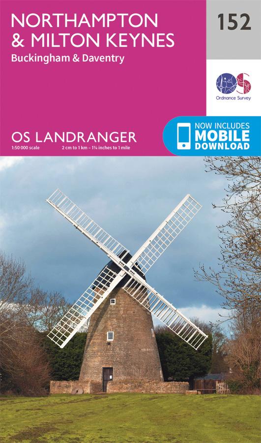 Carte topographique n° 152 - Northampton, Milton Keynes (Grande Bretagne) | Ordnance Survey - Landranger carte pliée Ordnance Survey 