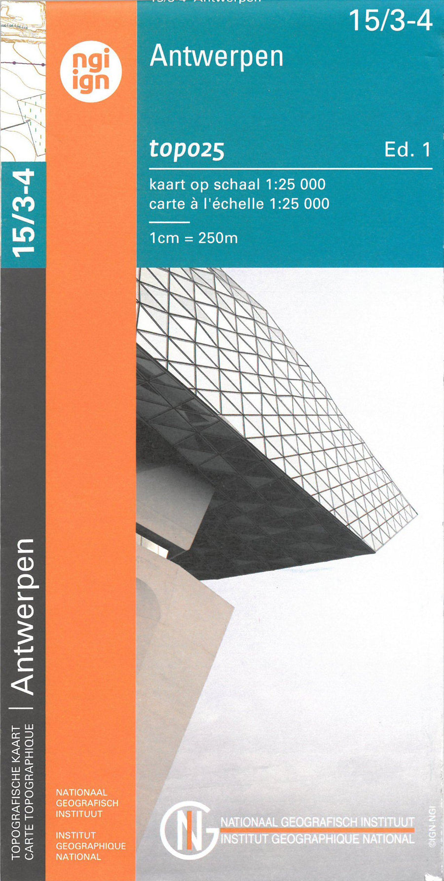 Carte topographique n° 15/3-4 - Antwerpen (Belgique) | NGI topo 25 carte pliée IGN Belgique 