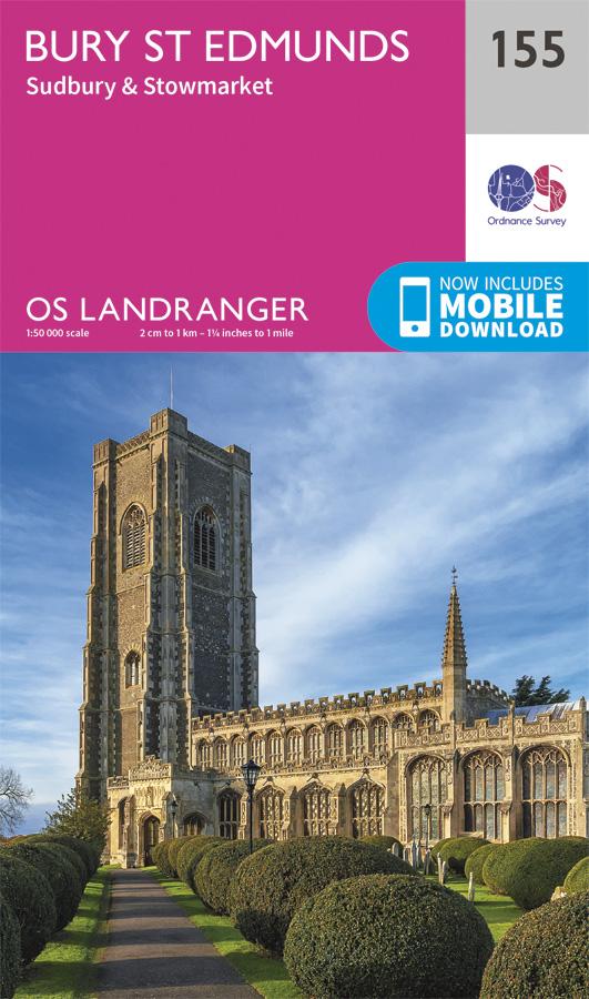 Carte topographique n° 155 - Bury St Edmunds, Sudbury, Stowmarket (Grande Bretagne) | Ordnance Survey - Landranger carte pliée Ordnance Survey 