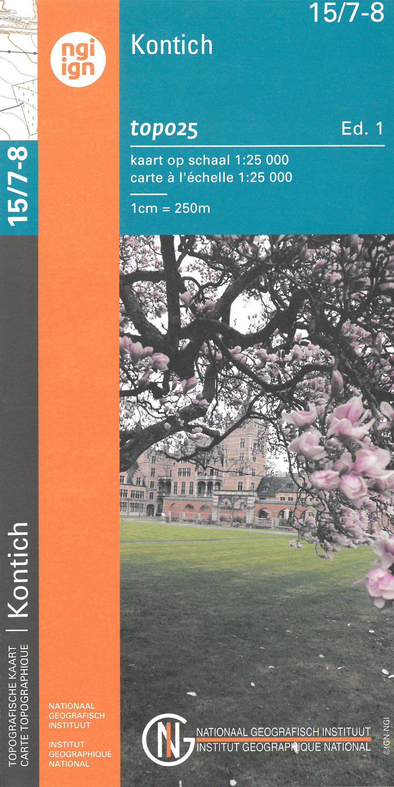 Carte topographique n° 15/7-8 - Kontich (Belgique) | NGI topo 25 carte de randonnée IGN Belgique