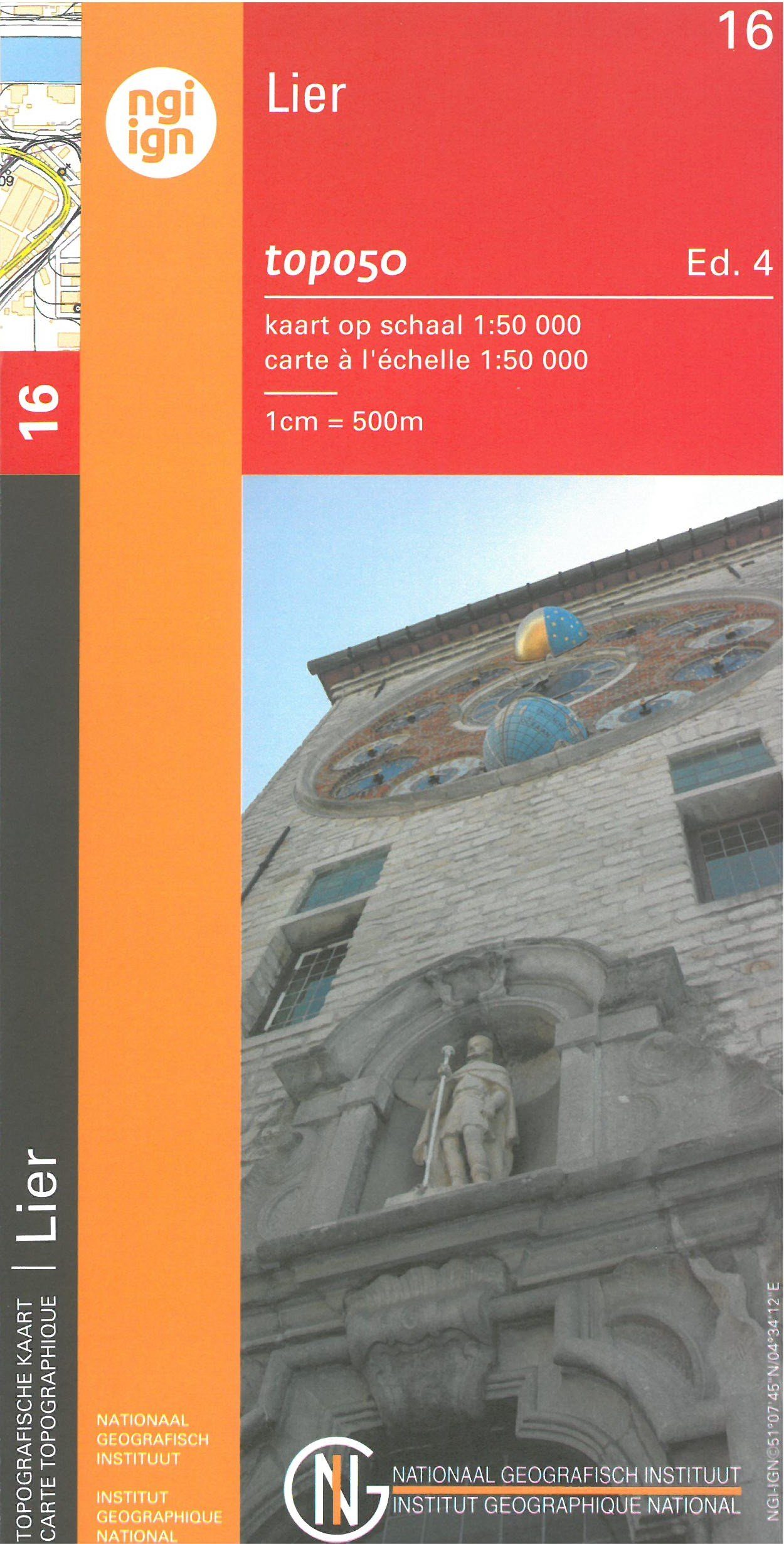 Carte topographique n° 16 - Lier (Belgique) | NGI - 1/50 000 carte de randonnée IGN Belgique
