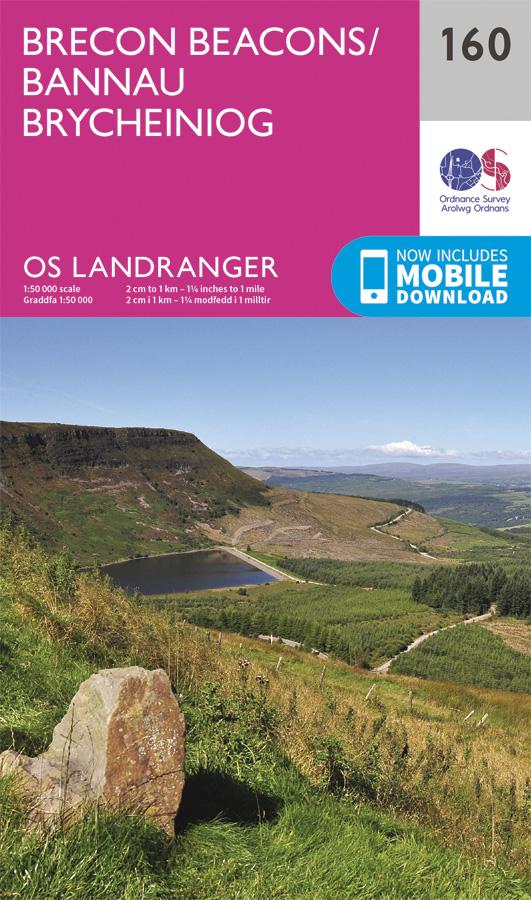 Carte topographique n° 160 - Brecon Beacons (Grande Bretagne) | Ordnance Survey - Landranger carte pliée Ordnance Survey 