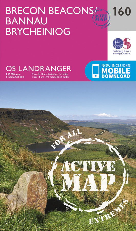 Carte topographique n° 160 - Brecon Beacons (Grande Bretagne) | Ordnance Survey - Landranger carte pliée Ordnance Survey Plastifiée 