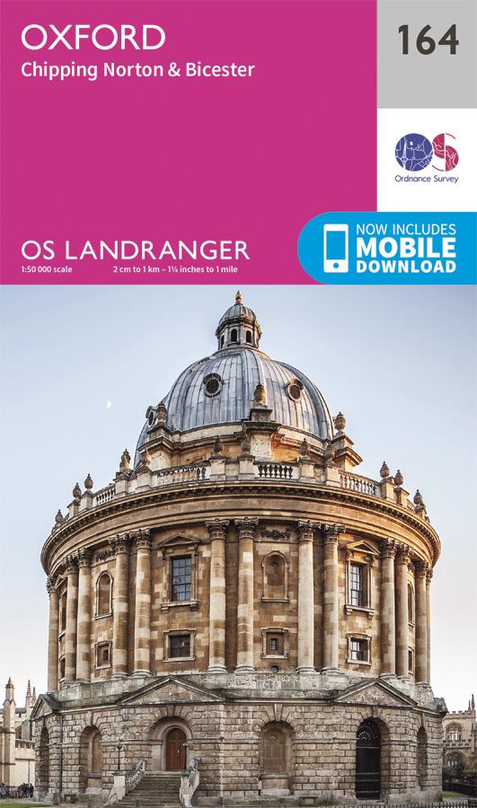 Carte topographique n° 164 - Oxford, Chipping Norton, Bicester (Grande Bretagne) | Ordnance Survey - Landranger carte pliée Ordnance Survey 