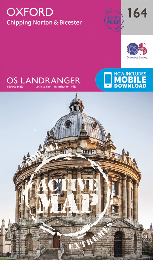 Carte topographique n° 164 - Oxford, Chipping Norton, Bicester (Grande Bretagne) | Ordnance Survey - Landranger carte pliée Ordnance Survey Plastifiée 