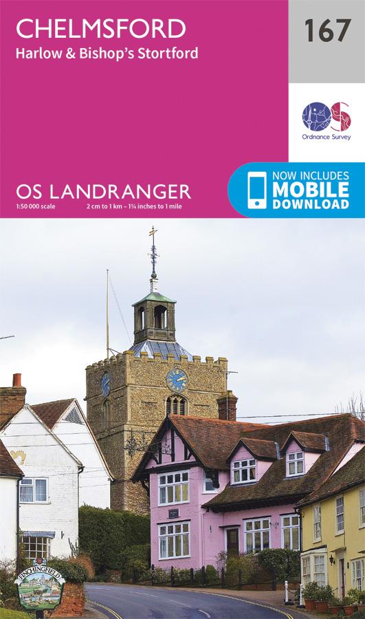 Carte topographique n° 167 - Chelmsford, Harlow (Grande Bretagne) | Ordnance Survey - Landranger carte pliée Ordnance Survey 