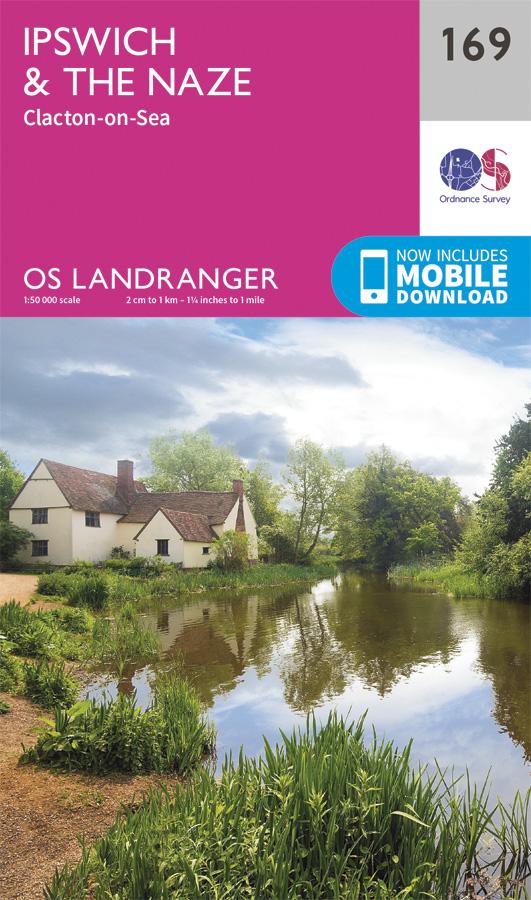 Carte topographique n° 169 - Ipswich, The Naze, Clacton-on-Sea (Grande Bretagne) | Ordnance Survey - Landranger carte pliée Ordnance Survey 