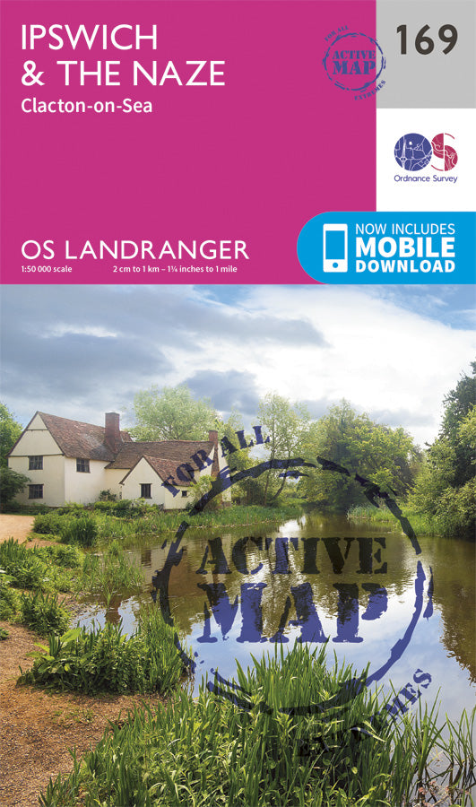 Carte topographique n° 169 - Ipswich, The Naze, Clacton-on-Sea (Grande Bretagne) | Ordnance Survey - Landranger carte de randonnée Ordnance Survey Plastifiée