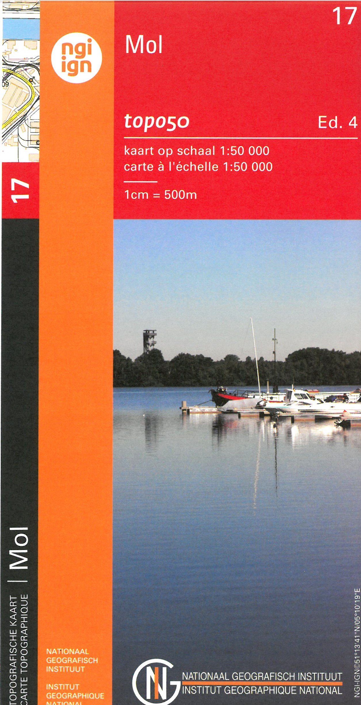 Carte topographique n° 17 - Mol (Belgique) | NGI - 1/50 000 carte de randonnée IGN Belgique