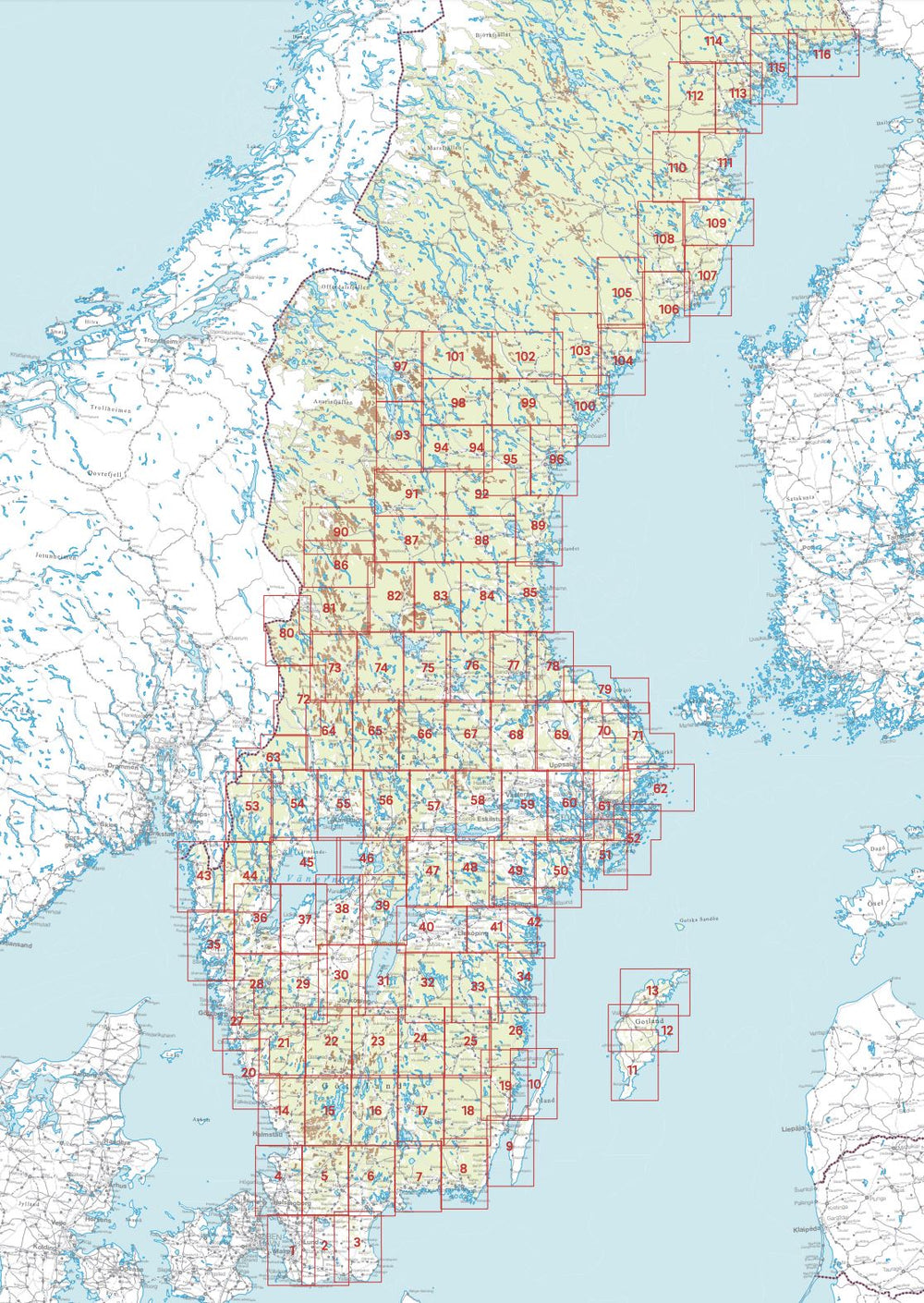 Carte topographique n° 17 - Växjö (Suède) | Norstedts - Sverigeserien carte pliée Norstedts 
