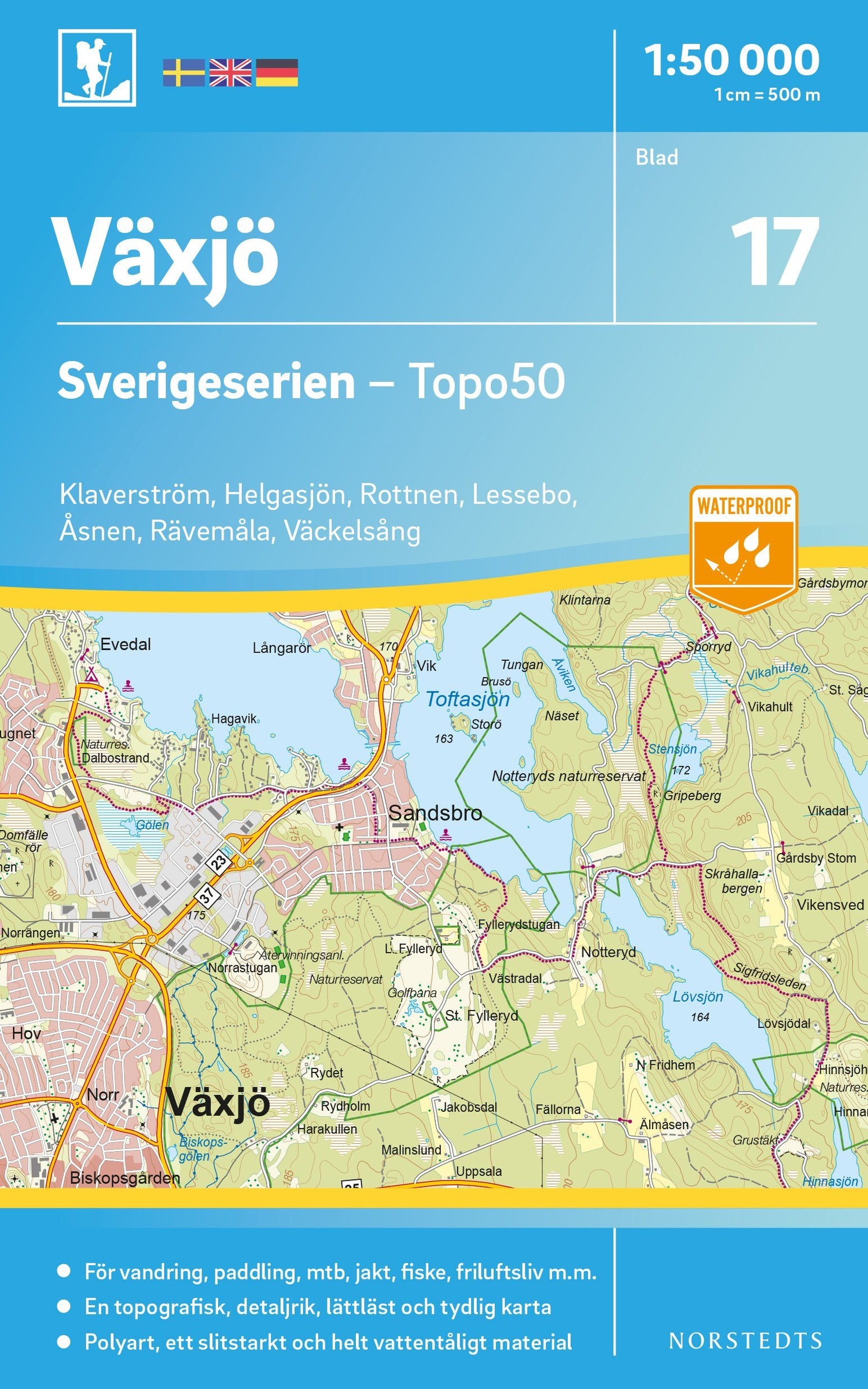 Carte topographique n° 17 - Växjö (Suède) | Norstedts - Sverigeserien carte de randonnée Norstedts