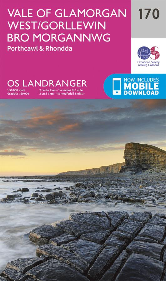 Carte topographique n° 170 - Vale of Glamorgan (Grande Bretagne) | Ordnance Survey - Landranger carte pliée Ordnance Survey 