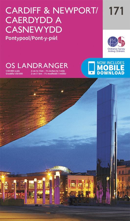Carte topographique n° 171 - Cardiff, Newport (Grande Bretagne) | Ordnance Survey - Landranger carte pliée Ordnance Survey 