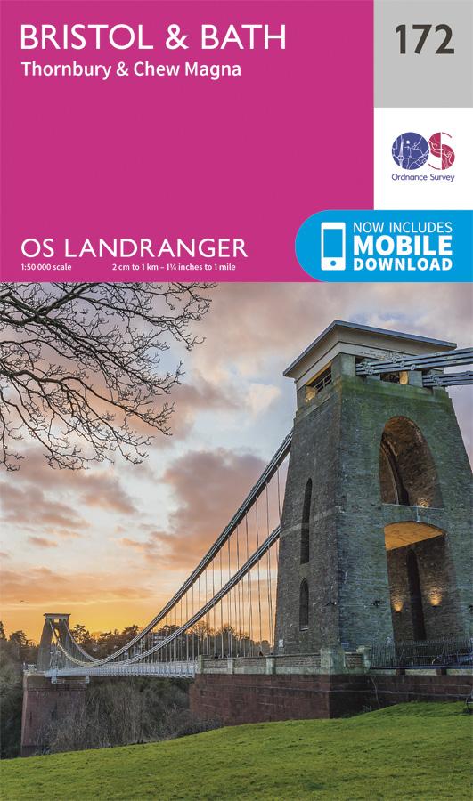 Carte topographique n° 172 - Bristol, Bath (Grande Bretagne) | Ordnance Survey - Landranger carte pliée Ordnance Survey 