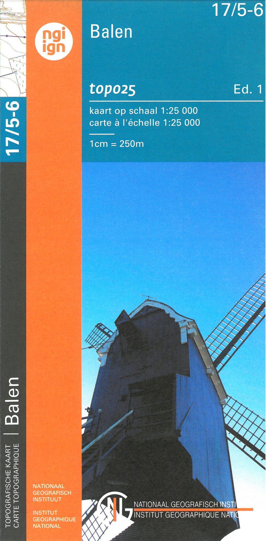 Carte topographique n° 17/5-6 - Balen (Belgique) | NGI topo 25 carte pliée IGN Belgique 