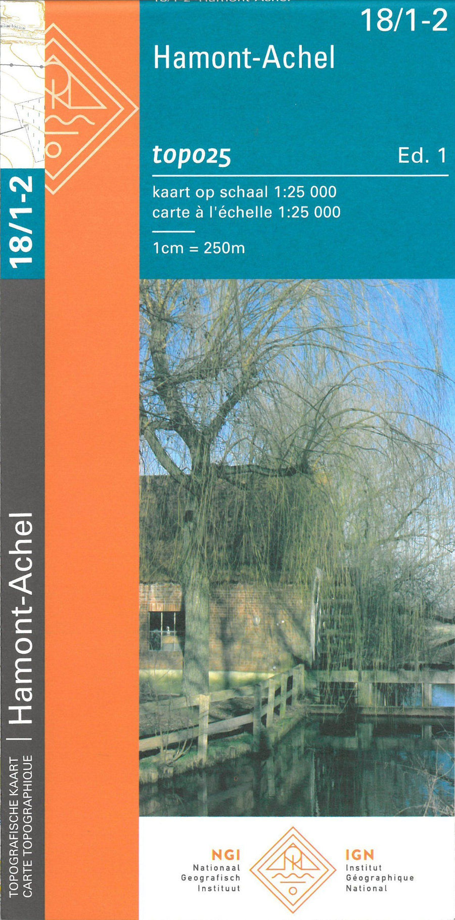 Carte topographique n° 18/1-2 - Hamont-Achel, Kaulille (Belgique) | NGI topo 25 carte pliée IGN Belgique 