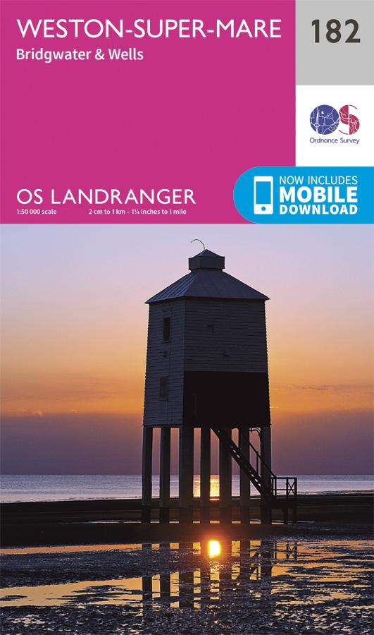 Carte topographique n° 182 - Weston-super-Mare (Grande Bretagne) | Ordnance Survey - Landranger carte pliée Ordnance Survey 