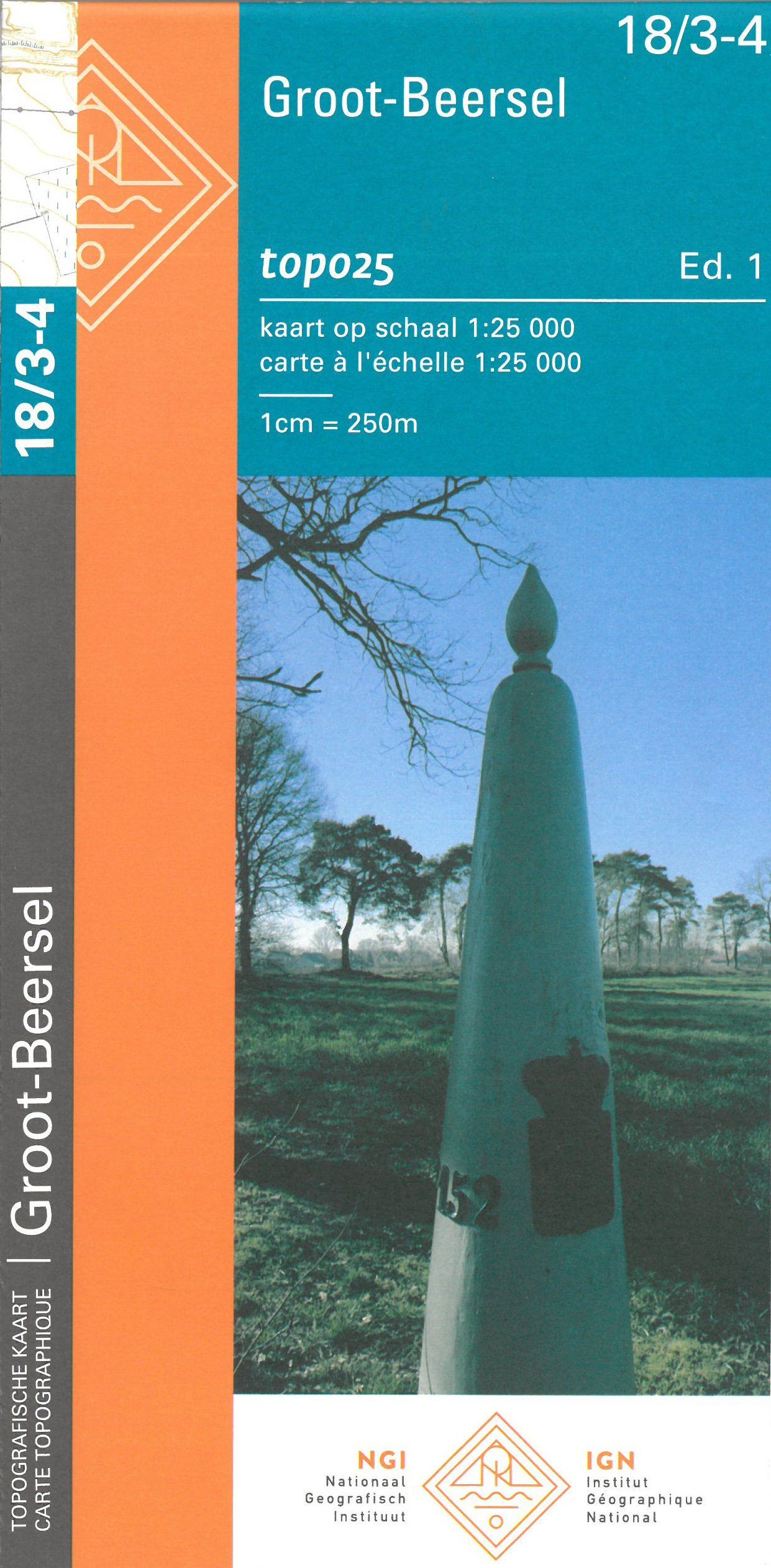 Carte topographique n° 18/3-4 - Groot-Beersel (Belgique) | NGI topo 25 carte de randonnée IGN Belgique