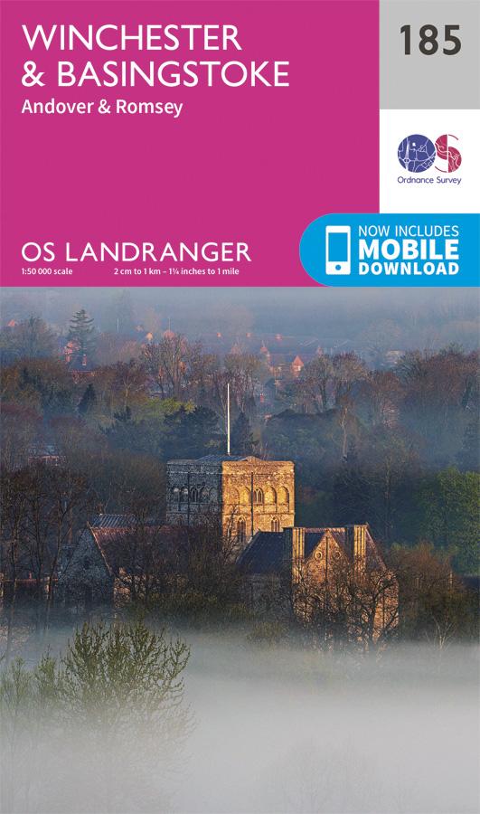 Carte topographique n° 185 - Winchester, Basingstoke (Grande Bretagne) | Ordnance Survey - Landranger carte pliée Ordnance Survey 