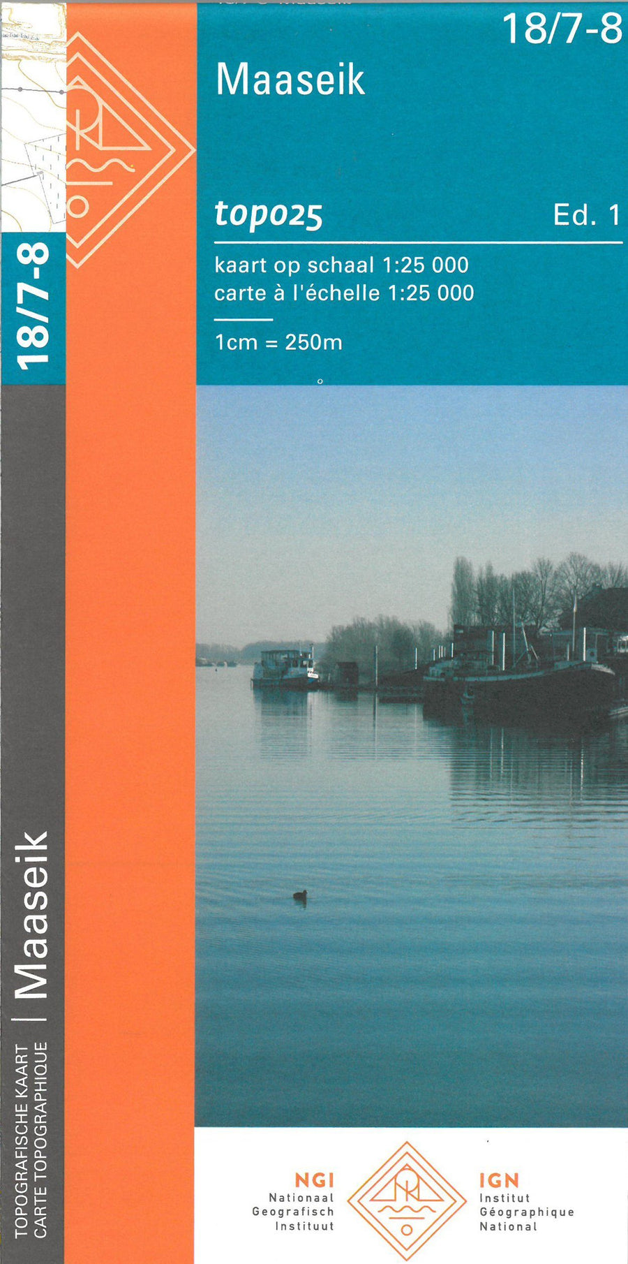 Carte topographique n° 18/7-8 - Maaseik (Belgique) | NGI topo 25 carte pliée IGN Belgique 