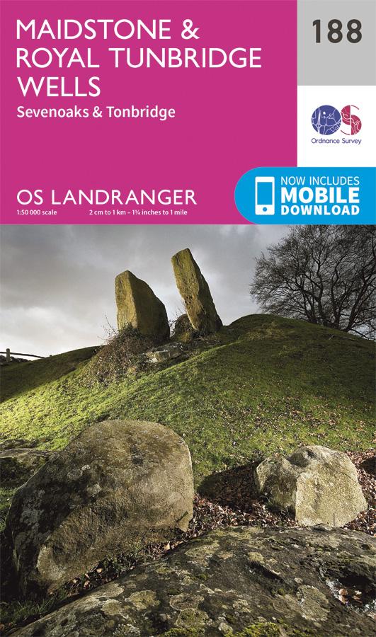 Carte topographique n° 188 - Maidstone, Royal Tunbridge Wells (Grande Bretagne) | Ordnance Survey - Landranger carte pliée Ordnance Survey 