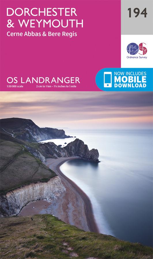 Carte topographique n° 194 - Dorchester, Weymouth (Grande Bretagne) | Ordnance Survey - Landranger carte pliée Ordnance Survey 