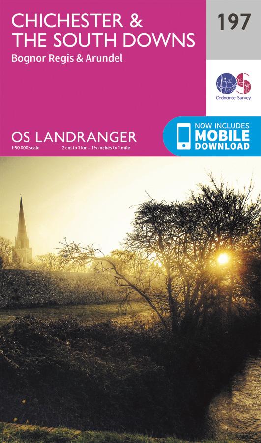 Carte topographique n° 197 - Chichester, The South Downs (Grande Bretagne) | Ordnance Survey - Landranger carte pliée Ordnance Survey 