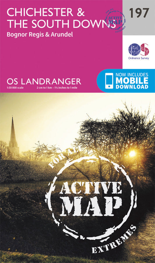 Carte topographique n° 197 - Chichester, The South Downs (Grande Bretagne) | Ordnance Survey - Landranger carte pliée Ordnance Survey Plastifiée 