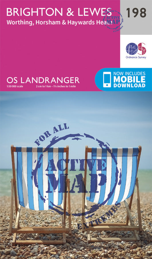 Carte topographique n° 198 - Brighton, Lewes (Grande Bretagne) | Ordnance Survey - Landranger carte de randonnée Ordnance Survey Plastifiée