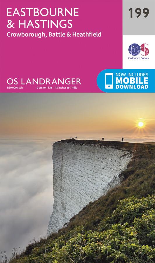 Carte topographique n° 199 - Eastbourne, Hastings (Grande Bretagne) | Ordnance Survey - Landranger carte pliée Ordnance Survey 