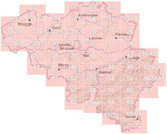 Carte topographique n° 20-19 - Roeselare (Belgique) | NGI - 1/50 000 carte pliée IGN Belgique 