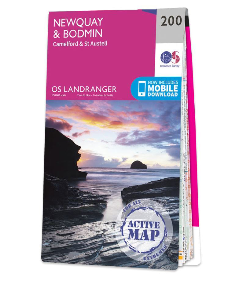 Carte topographique n° 200 - Newquay, Bodmin (Grande Bretagne) | Ordnance Survey - Landranger carte de randonnée Ordnance Survey Plastifiée