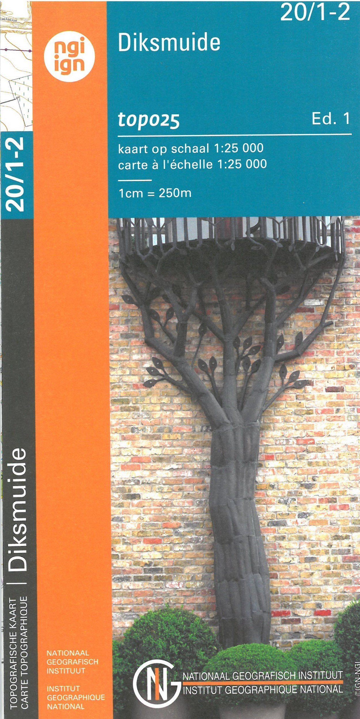 Carte topographique n° 20/1-2 - Diksmuide (Belgique) | NGI topo 25 carte de randonnée IGN Belgique