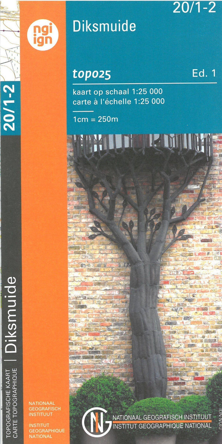Carte topographique n° 20/1-2 - Diksmuide (Belgique) | NGI topo 25 carte pliée IGN Belgique 